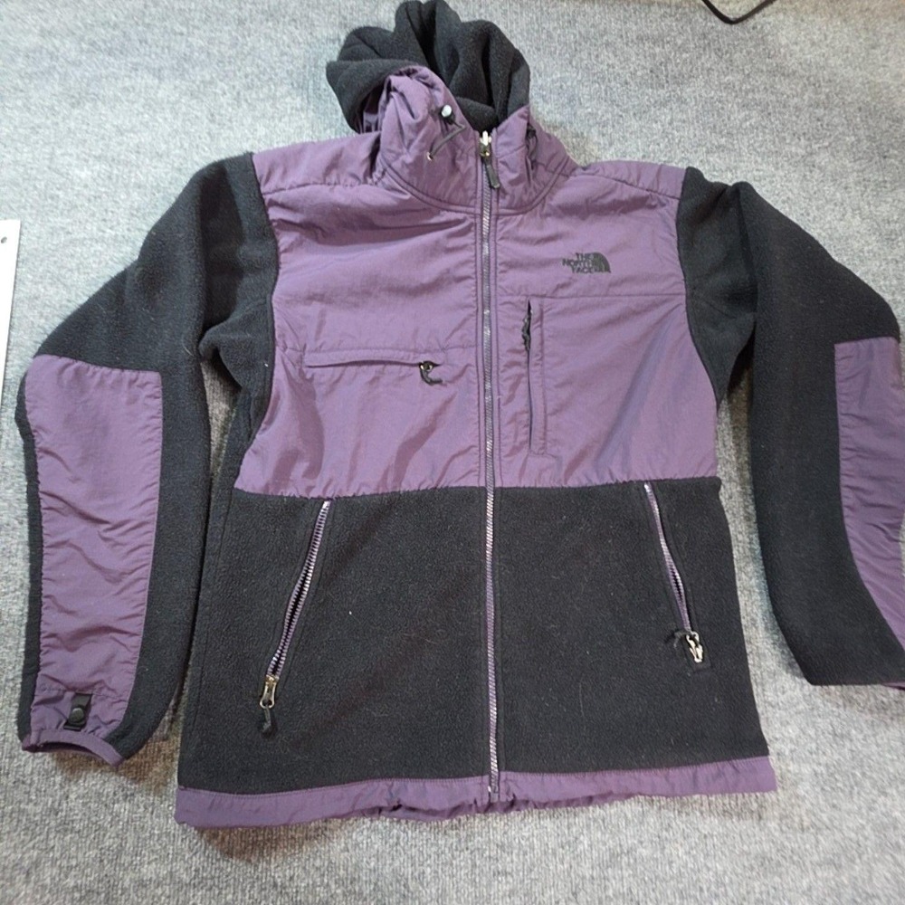 The North Face Jacket Mens Medium Black Purple Fleece Hooded Denali Full Zip